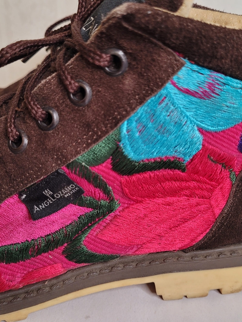 Angel Lozano Mexico Floral Embroidered Ankle Boots Size 8 - Picture 7 of 9